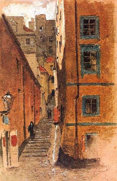 Stone Stairs Street in Warsaw